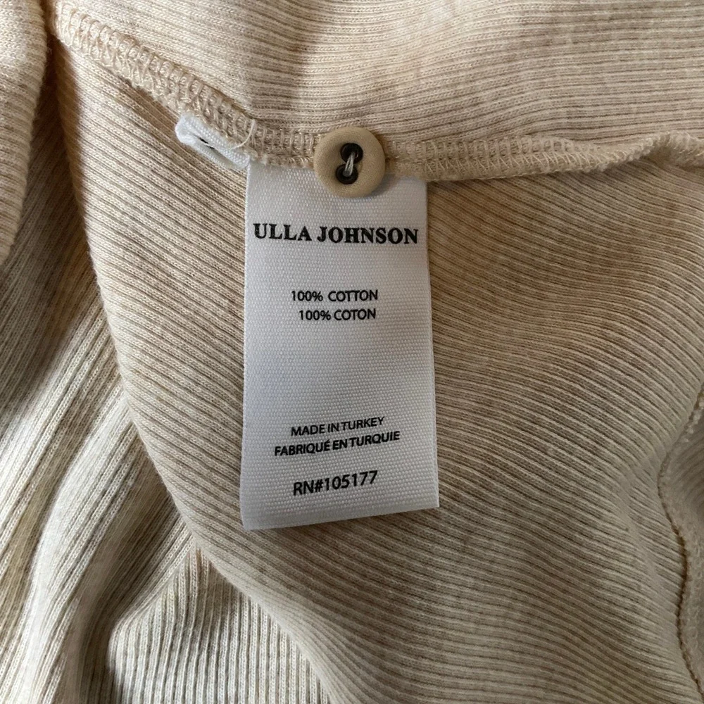 Ulla Johnson Henley‎ Top Sz S Cotton Joanne Oatmeal Poplin Puff Sleeve Boho